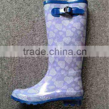 High quality Printed retro women cheap rubber rain boots safety