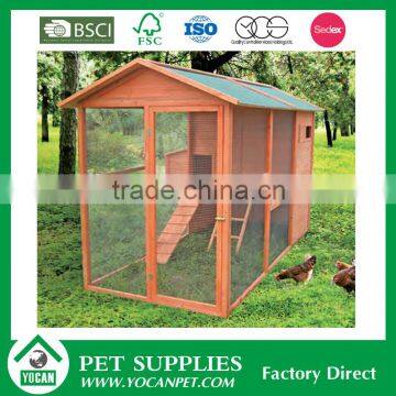 chinese small cheap wooden chicken coop design with wire mesh for sale