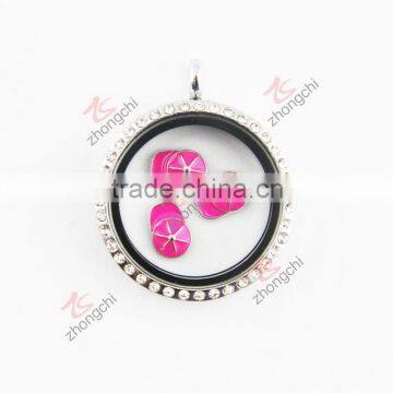 30MM round crystals fancy glass locket pendant