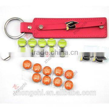 Fashion leather key chain, 8mm slide charms leather key ring custom logo keychain