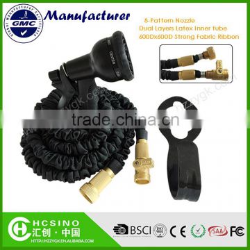 xxx hose expanding garden water hose with brass fitting & 8 function spray gun