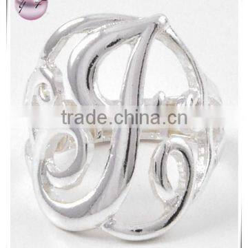 Silver Tone Metal Lead Nickel Compliant Letter Ring