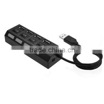 NEW Arrival High Speed USB Hub 4 Ports LED USB 2.0 Hub 480 Mbps Hub USB On/Off Switch For Computer Peripheral Accessorie