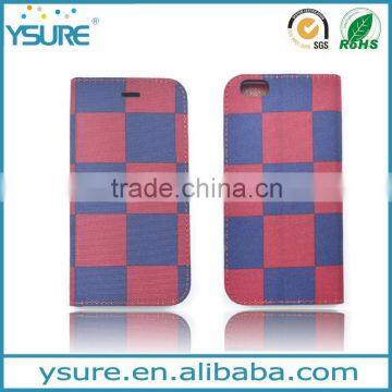 RedBlue Chess Pattern Fabric Book Style Leather Phone Case For LG G4 with PVC ID and credit card slots