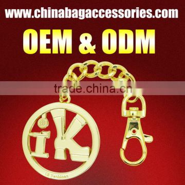 Excellent quality 24k real gold metal zinc alloy metal tag keychain for brand opening