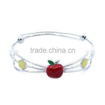 Wholesale 925 Sterling Silver Kids Fashion Enamel Apple Bangle Bracelet photo-2