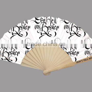 Customized promotional advertising bamboo hand fan