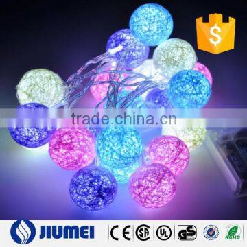 christmas decoration multicolor battery cotton ball string light