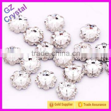 Sew on flower shape crystal glass bead for wedding dresses