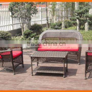 Chinese Style Round Rattan Cane Sofa Set 4Pcs