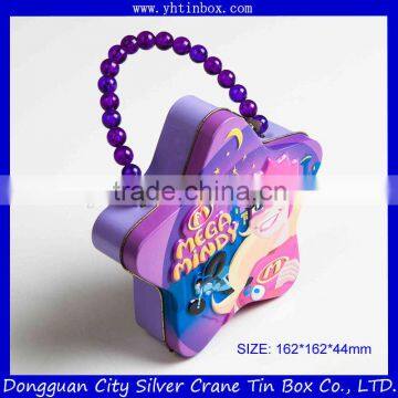 Decorative tin box for candy packaging/ Lovely candy tin box with fancy handle