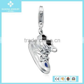 Sapphire Baby Shoe Charm in Sterling Silver