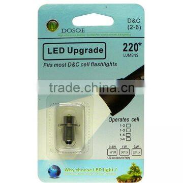 3 Watt LED Upgrade Bulb for the 3 to 6 D and C Cell Maglite Torch