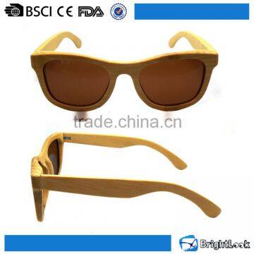 2016 Hand polished women natural wood sunglasses kids oem uv400 with custom logo printed on lens
