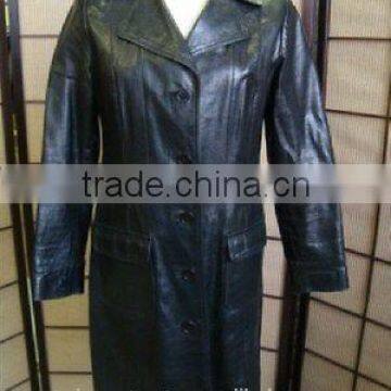 Terrific Black Ladies Leather Coat Jacket