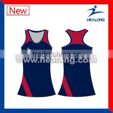 custom sublimation good quality 100%polyester netball uniforms