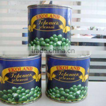 canned green peas from fresh materials in 425ml tin