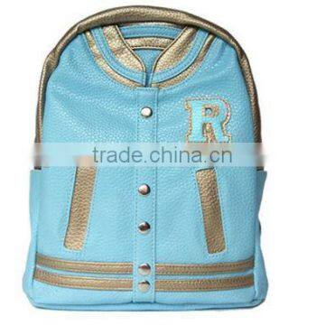High Quality Korean Splice Style pu Leather Girl and Boy School Backpack Bag photo-6