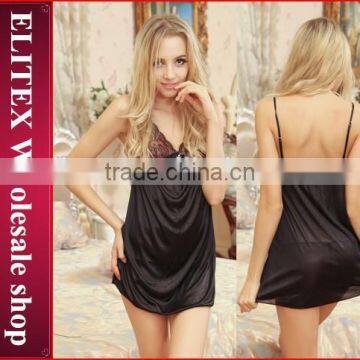 2015 wholesale hot fashion girl sexy transparent black babydoll