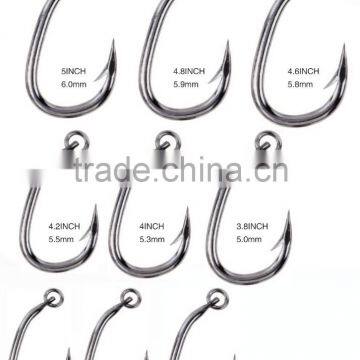 2016 wholesale tuna fishing hook with ring high carbon steel strong shark fishing hook