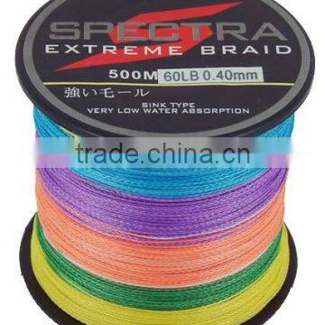 High quality 10 color 4/8 braided PE fishing line With great sensitivity good abrasion smooth surface