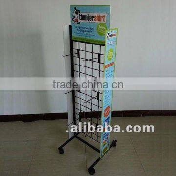 Rolling Metal Floor Gift Card Display Stand with Hook Sign Holder and Signages