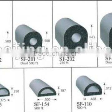 D shaped rubber seals for glass showcase