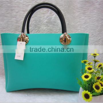 2015 Mint Blue Shopper Bag New Silicone Tote Bag with Zipper