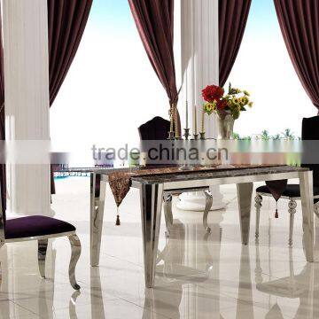 TH383 Stainless Steel Tempered Glass Modern Dining Table photo-2