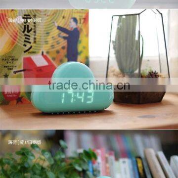 Ultra Mute Voice Control Snooze Bedside Clock Clouds Shape Alarm Clock Led Digital Calendar Display Wall Clock photo-3