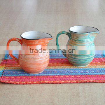 Ceramic milk jar with handpainted