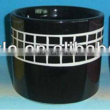 Simple Checkered Round Ceramic Flower Pot