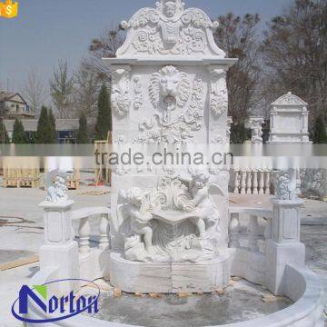 Natural marble hand carved lion head wall fountain NTMF-SA544A