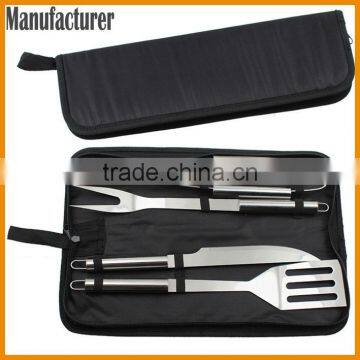 High Quality BBQ Tools Carrying Case New Steel Barbecue Tool Set With Solid Hard Wood Handles photo-3