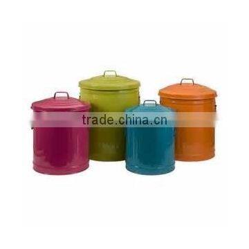 Trash Bin Metal Garbage Can Powder Coated Trash Can