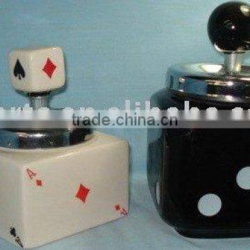 Ceramic poker ashtray square shape handmade