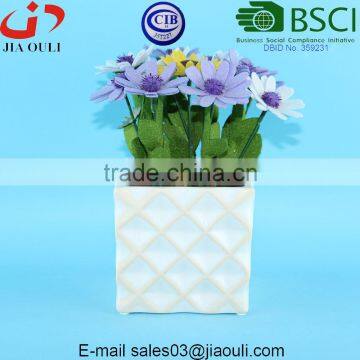 Dimple With Whitewash Design Cheap Square Ceramic Flower Pots and Planters photo-4
