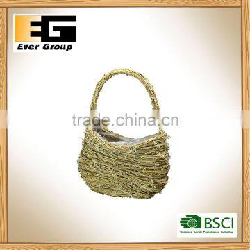 Mini Nature Rattan Basket Garden Planter by Hand-made