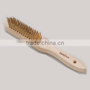 2014 the newest style SJIE3018-1 wooden handle brass round wire brushes