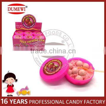 Fruit Flavor Round Ball Bubble Gum with Sour Candy Powder