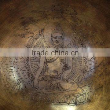 Hand Carving Tibetan Mantra Crafted Buddha and Dorje Himalayan Singing Bowl photo-3
