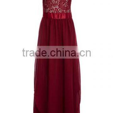 2016 Vintage Black Red Lady Elegant Sleeveless Summer Lace Patchwork Party Club Dress Round Neck Long Dress Party Dress photo-4