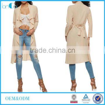 Latest Design Coat Long Sleeves Crepe Knit Flyaway Duster coat