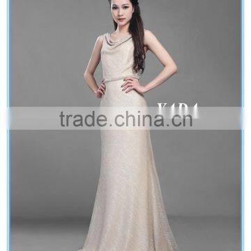 Flash Knitted Twill Fabric Cowl Neck Bias Cut Slim Ball Gown Evening Dress photo-3