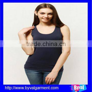 OEM women summer plain dyed blank design sleeveless shirt for adult apparel