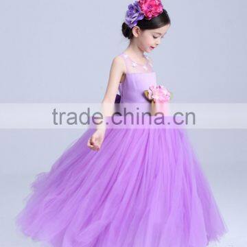 2017 Girls Long Party Dress Sheer Shoulder Flowers Frocks photo-5