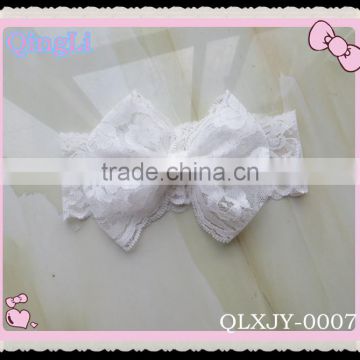 2015 wholesale hot sale baby white lace headband Baby Girl Headband with Big Bow