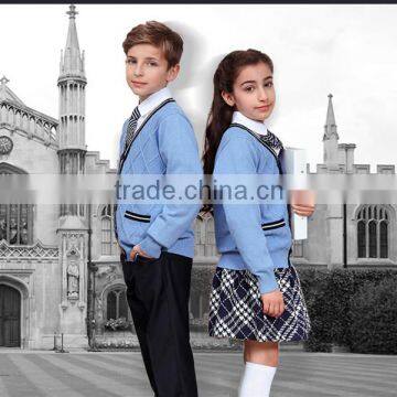High Quality Sky Blue Customize Cardigan Beautiful School Uniform photo-3