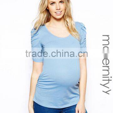 Sky blue maternity clothes cheap with ruffle sleeve