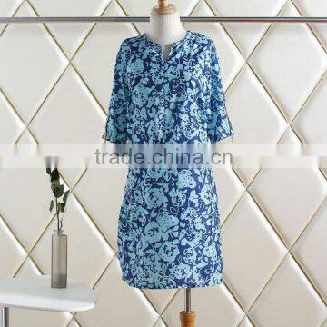 Hot Sale Euro Fashion L-6XL Printed Polyester Fat Women Dress Round Neck Long Sleeve Bodycon Plus Szie Dress for Women photo-4